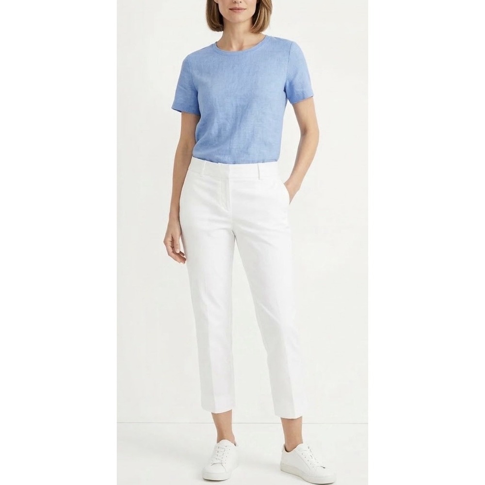 Talbots Pants Women's 6P White Petites Signature Cropped Straight Leg Flat Front